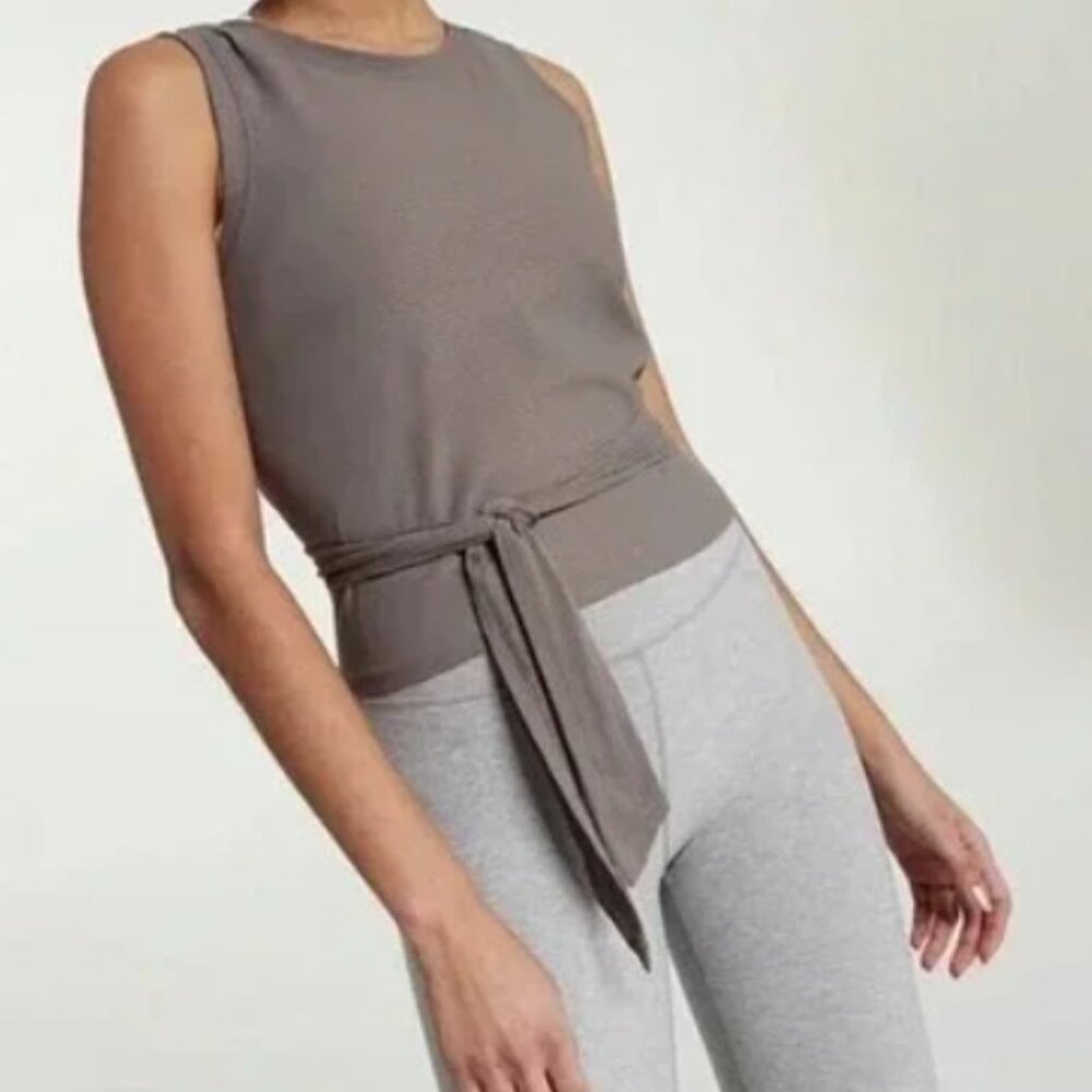 CALIA Wrap & Tie Ribbed Tank Top Women’s Medium Sandstone Tan EUC Yoga